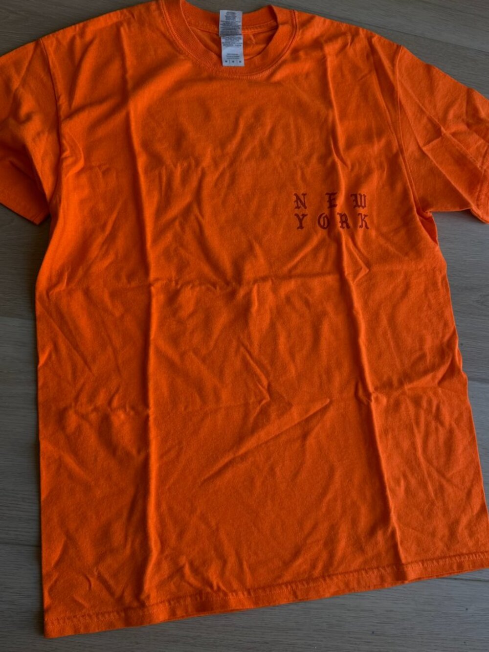 Kanye West THE LIFE OF PABLO New York T-Shirt Orange Size M Vintage Distressed